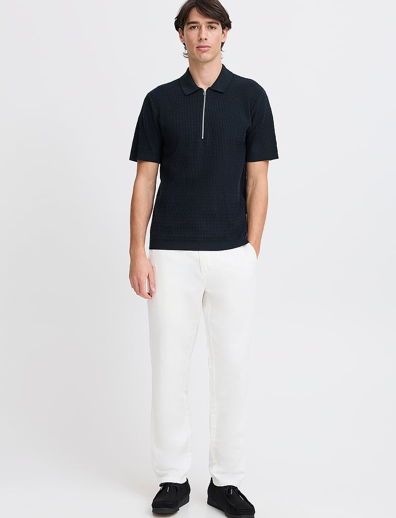 Casual Friday - CFJOE SS structured polo knit - kootud polosärgid - dark navy - 0