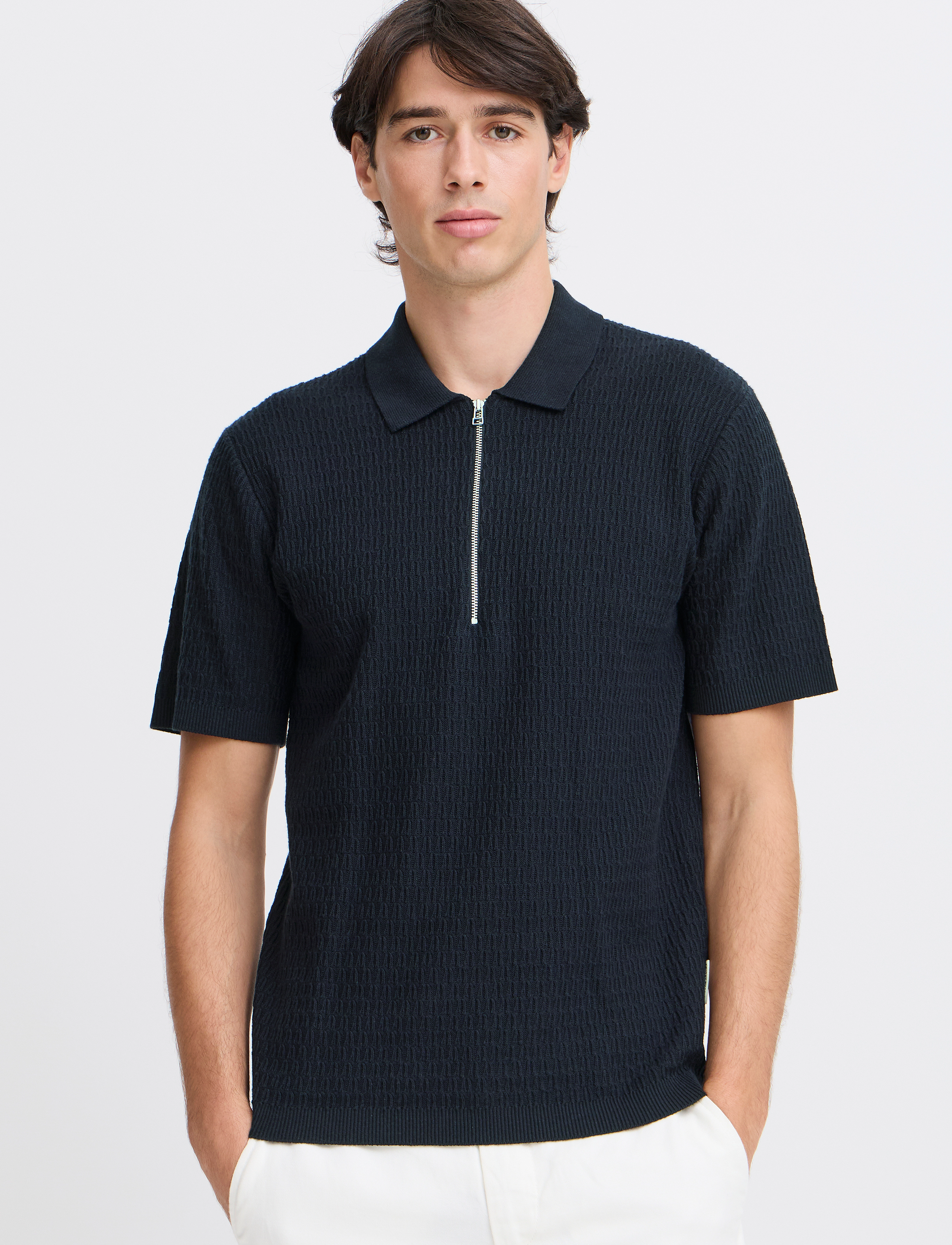 Casual Friday - CFJOE SS structured polo knit - kollektioner - dark navy - 4