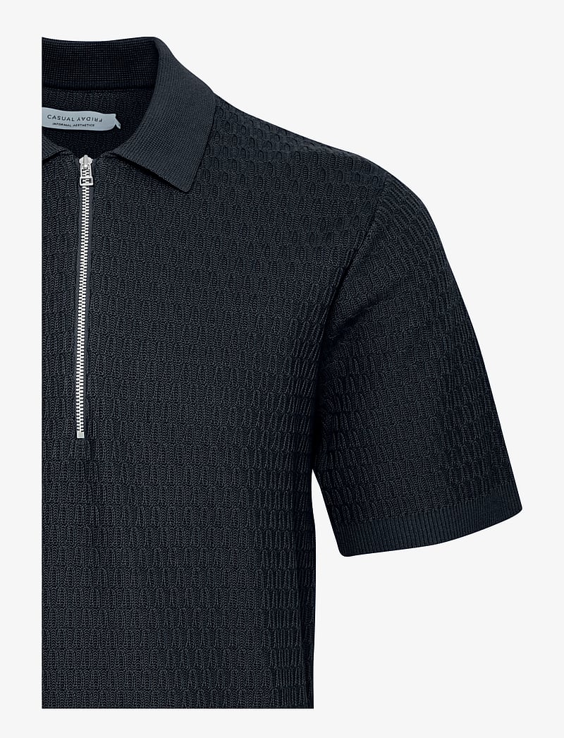 Casual Friday - CFJOE SS structured polo knit - kootud polosärgid - dark navy - 3