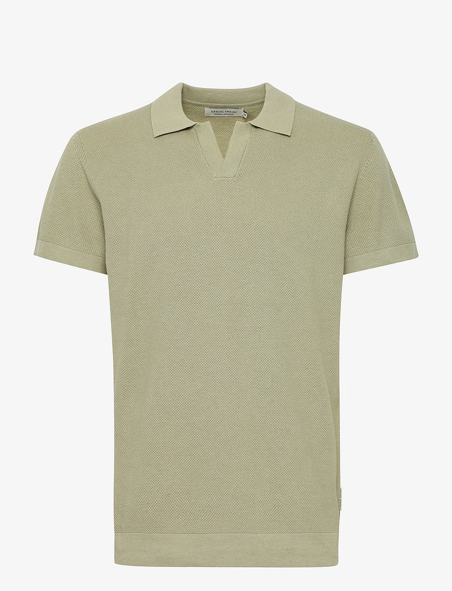 Casual Friday - CFMATEO SS STRUCTURED POLO KNI - langärmlige strick-polohemden - tea - 1
