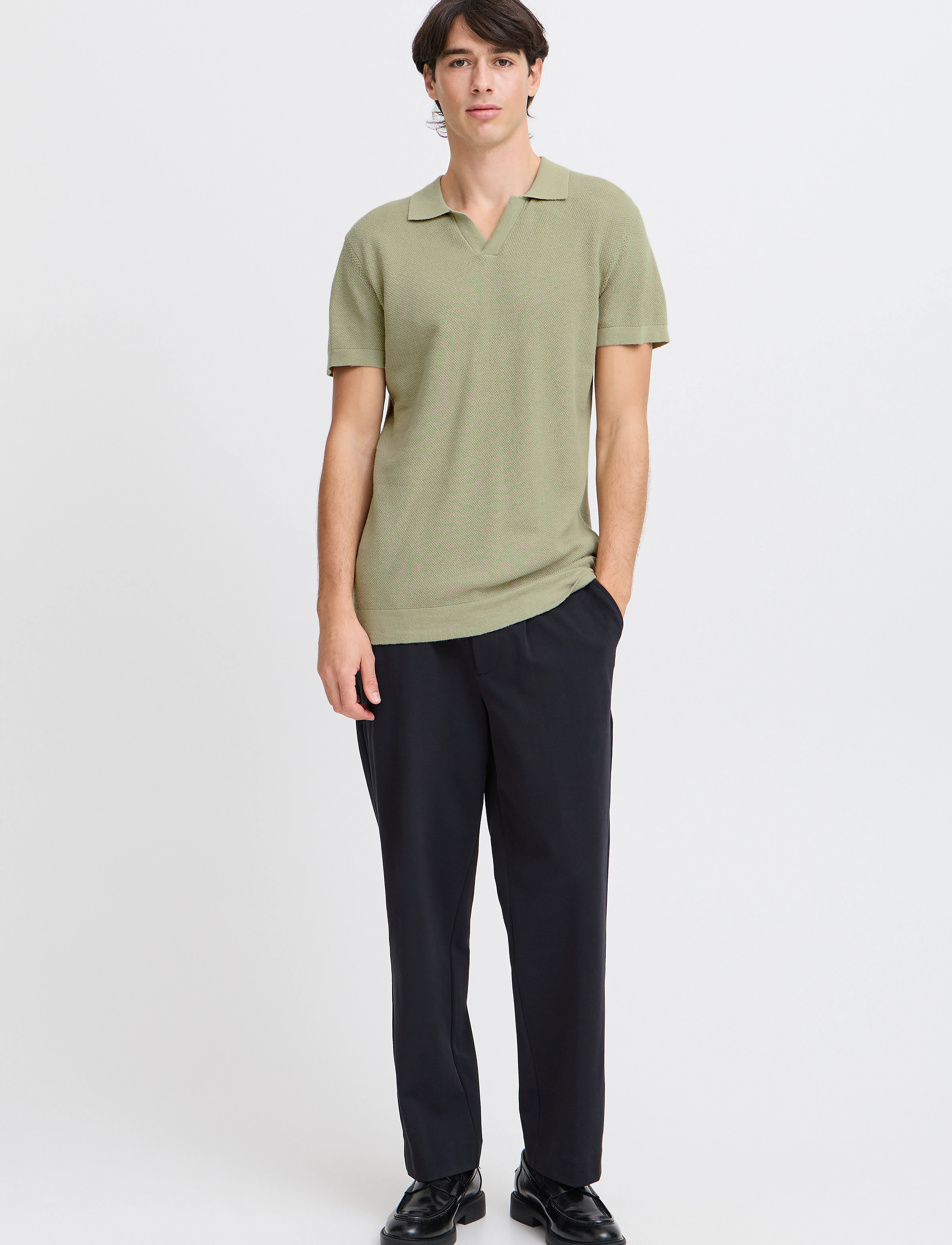 Casual Friday CFMATEO SS STRUCTURED POLO KNI - Kollektionen - TEA / green