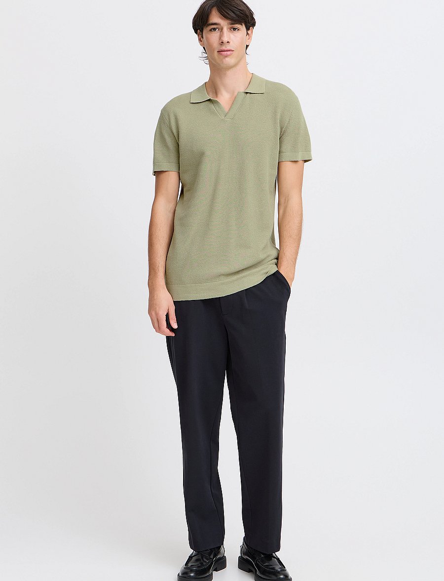 Casual Friday - CFMATEO SS STRUCTURED POLO KNI - langärmlige strick-polohemden - tea - 0