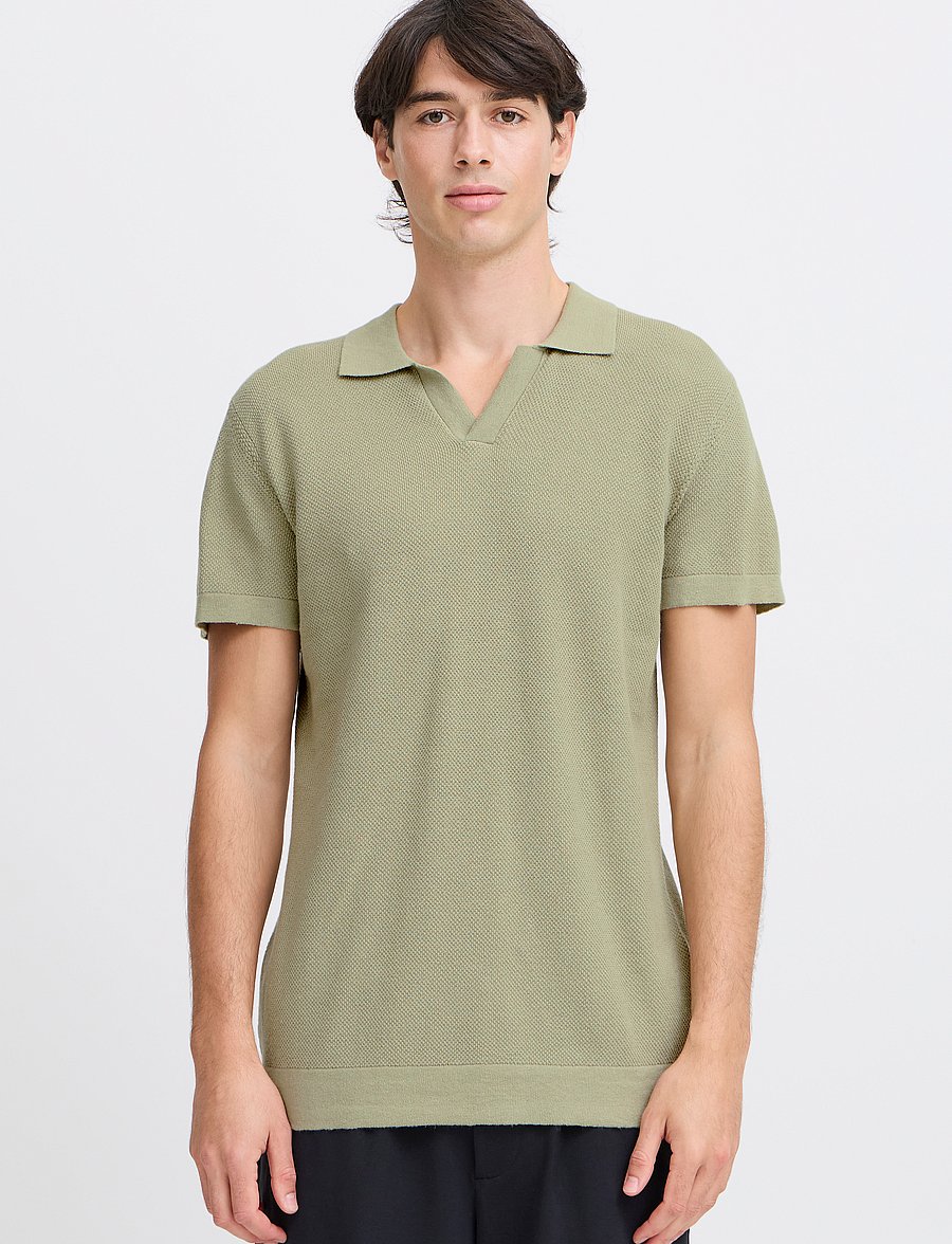 Casual Friday - CFMATEO SS STRUCTURED POLO KNI - langärmlige strick-polohemden - tea - 4