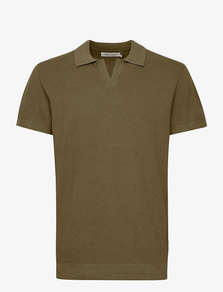 Casual Friday - CFMATEO SS STRUCTURED POLO KNI - langärmlige strick-polohemden - winter moss - 1