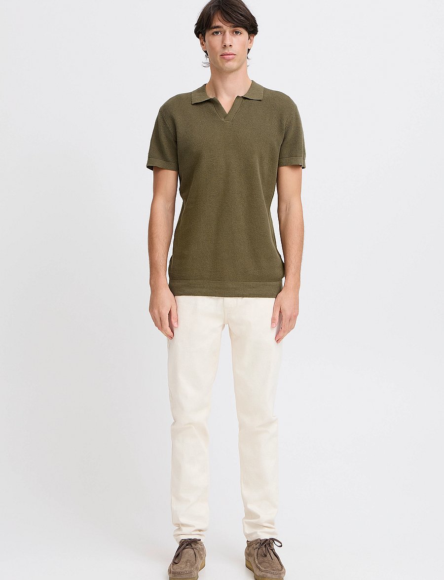 Casual Friday - CFMATEO SS STRUCTURED POLO KNI - langärmlige strick-polohemden - winter moss - 0