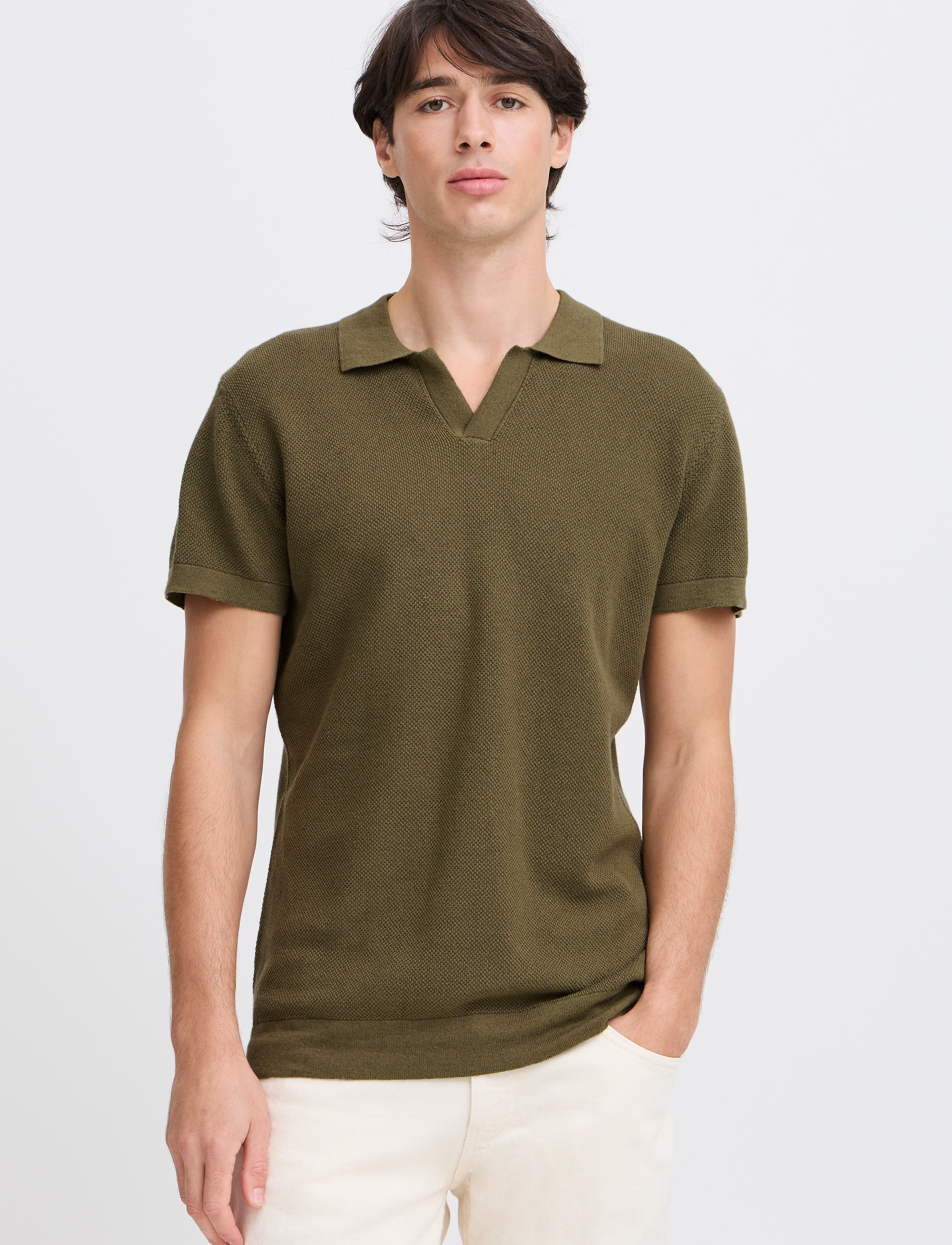 Casual Friday - CFMATEO SS STRUCTURED POLO KNI - knitted polos - winter moss - 4