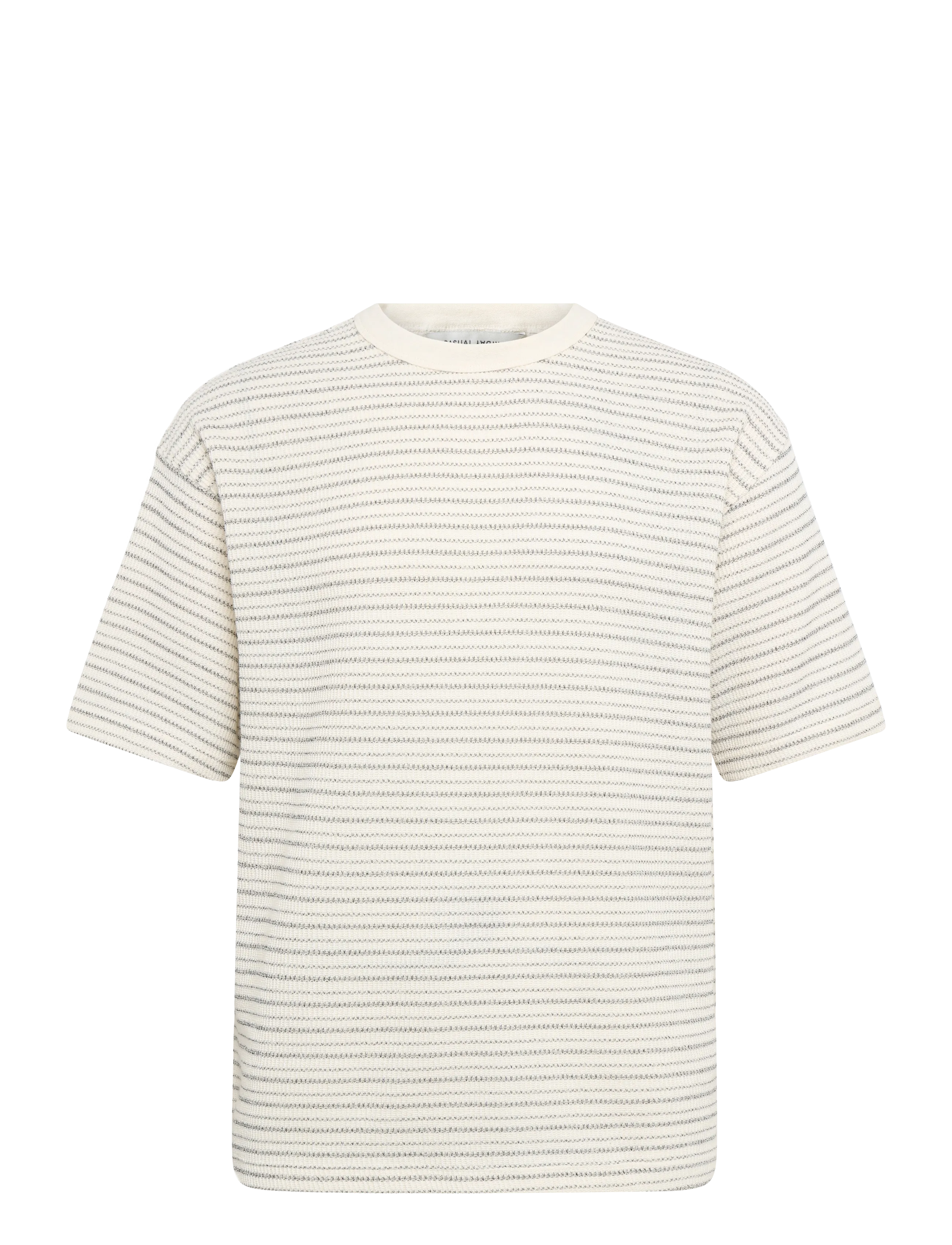 Casual Friday CFFREDERIK striped structured tee - Stickat - EGRET / cream