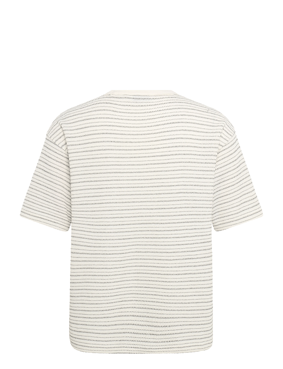Casual Friday - CFFREDERIK striped structured tee - short-sleeved t-shirts - egret - 1