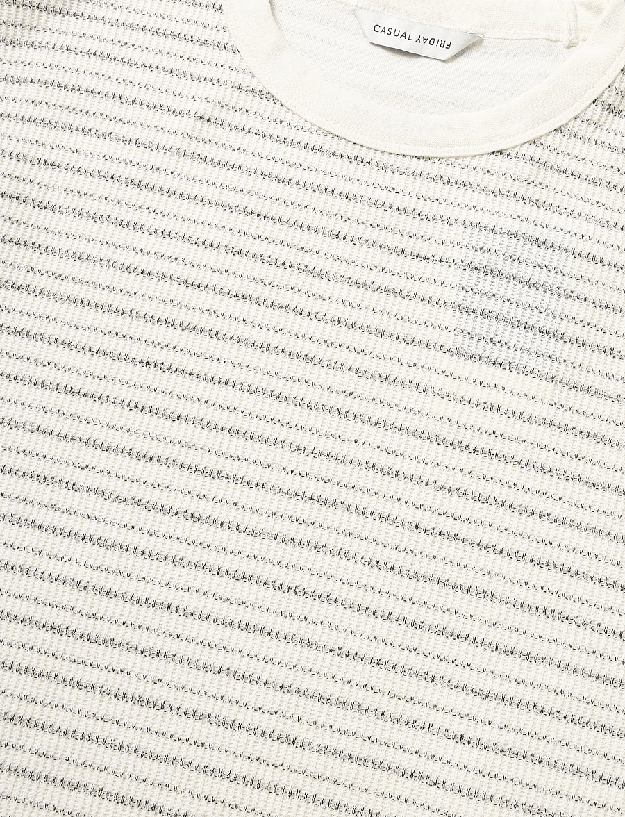 Casual Friday - CFFREDERIK striped structured tee - short-sleeved t-shirts - egret - 2