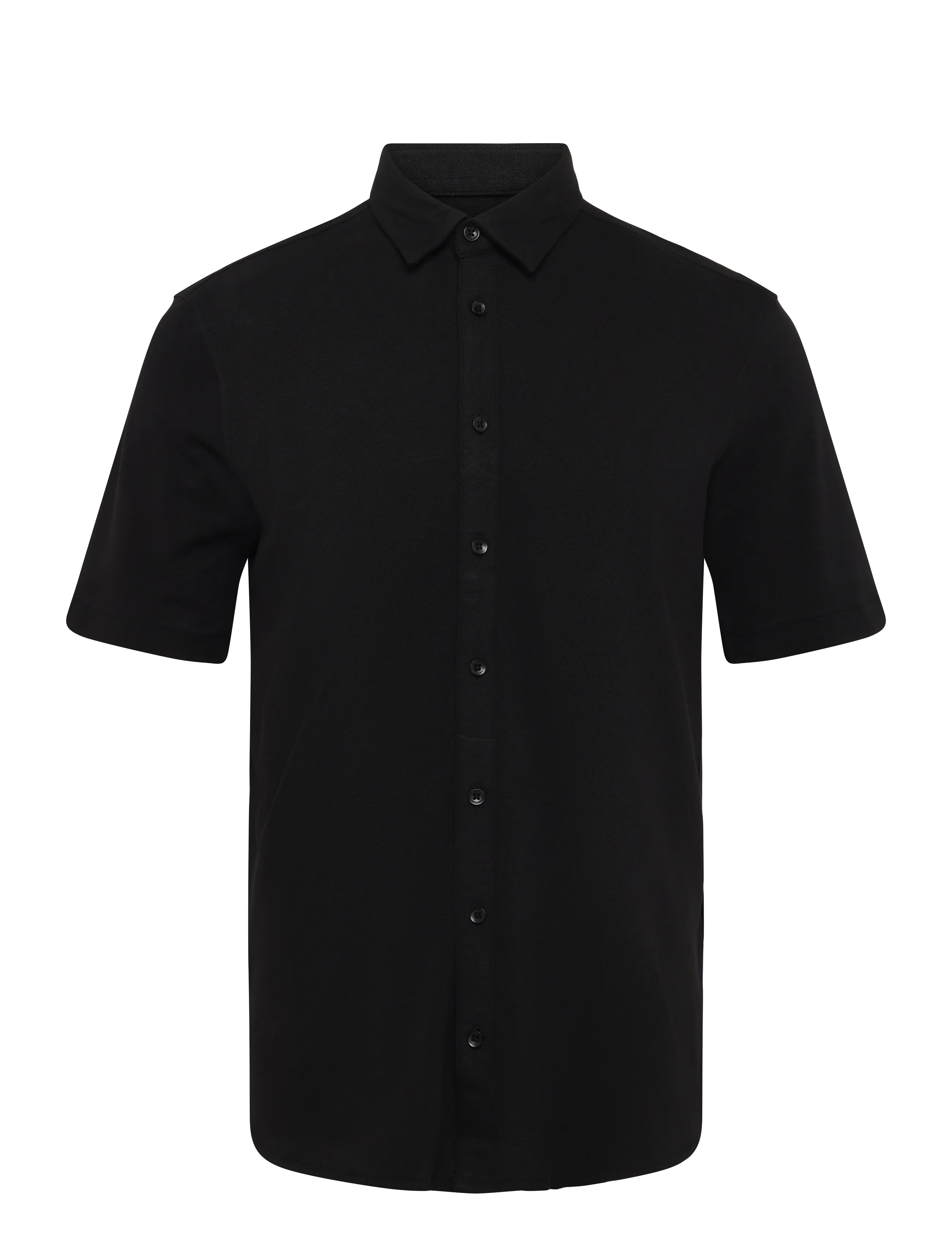Casual Friday Cffolke Ss Bu Piqué Shirt, M, Black, Poloer > Kortærmede, Herre
