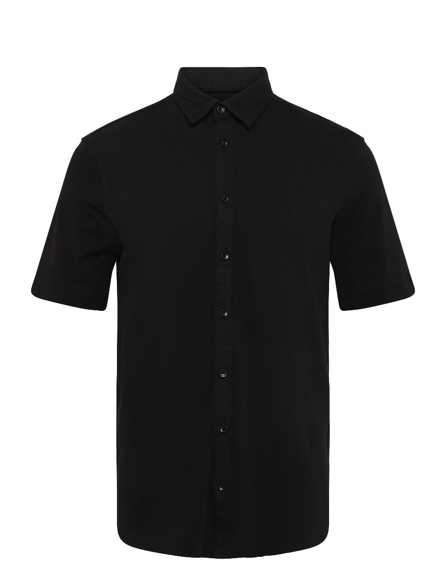 Casual Friday - CFFOLKE SS BU PIQUÉ SHIRT - kurzärmelig - black beauty - 0