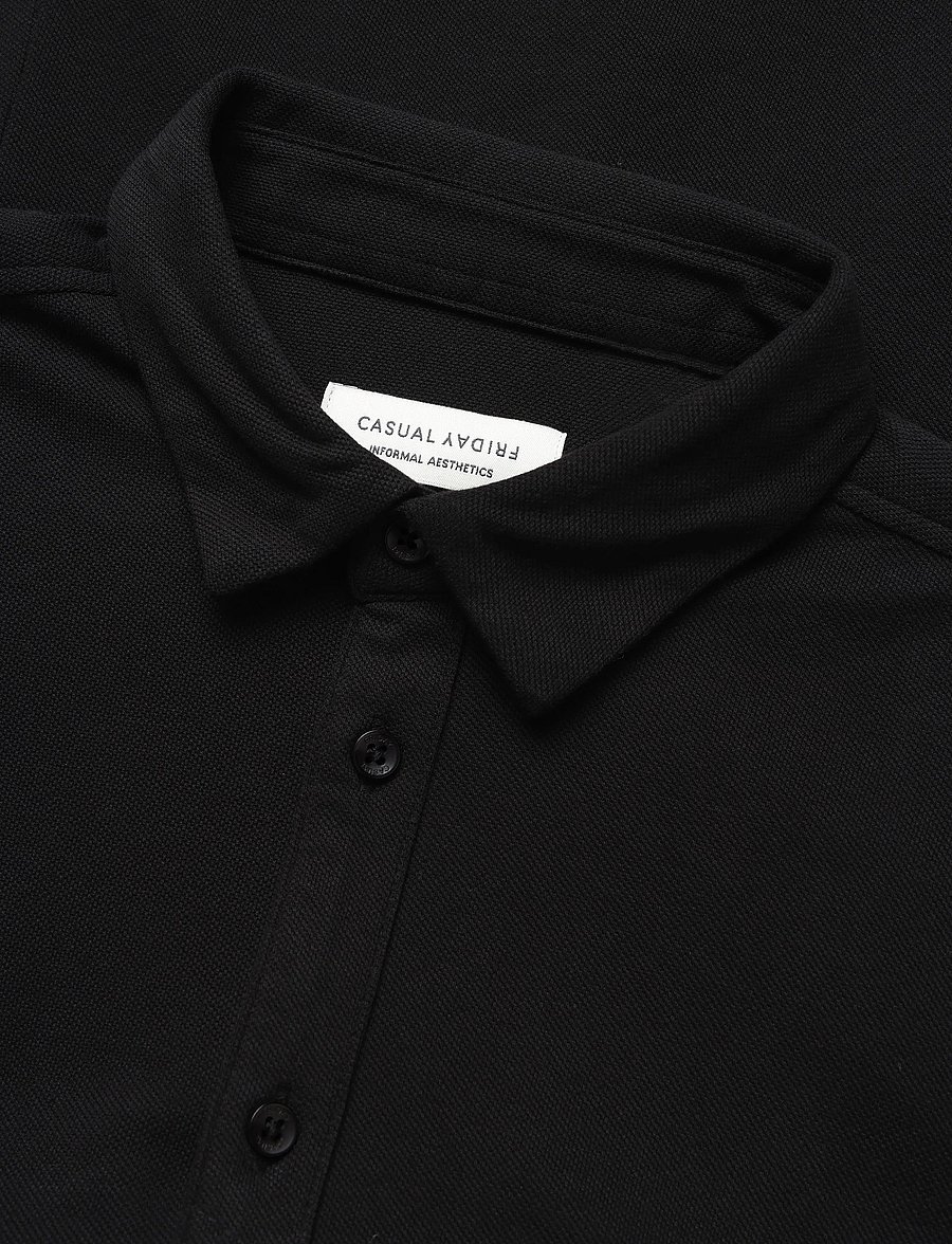 Casual Friday - CFFOLKE SS BU PIQUÉ SHIRT - kurzärmelig - black beauty - 2