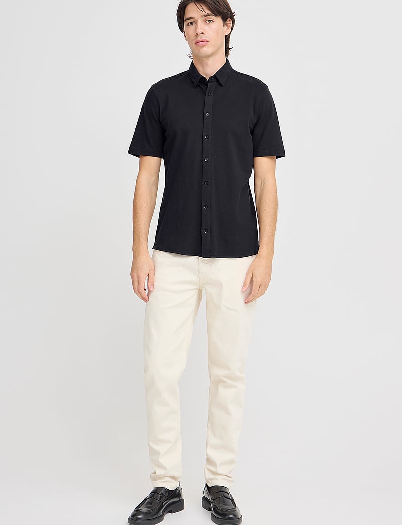 Casual Friday - CFFOLKE SS BU jersey piquet shirt - kortærmede poloer - dark navy - 0