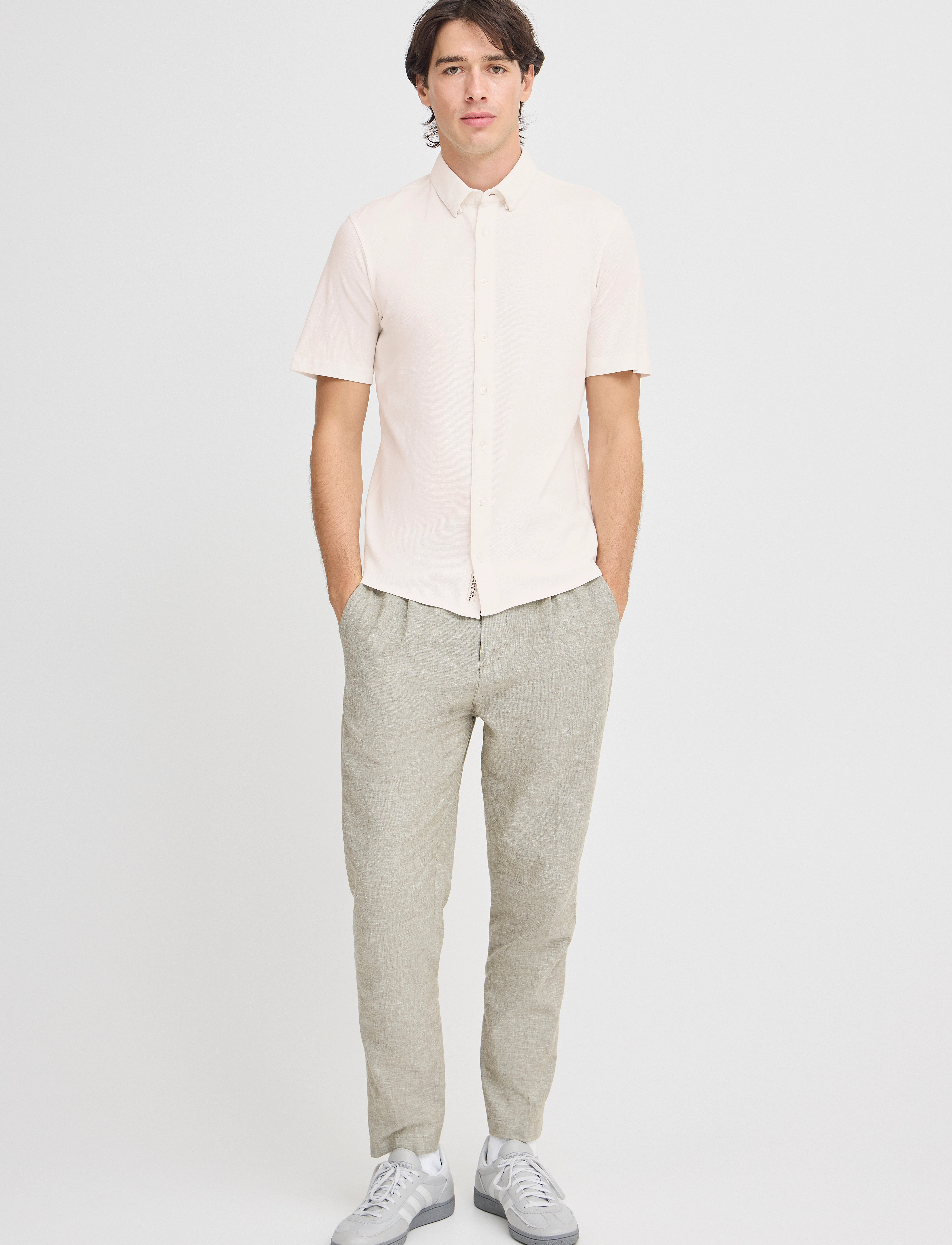 Casual Friday Cffolke Ss Bu Piqué Shirt, S, White, Poloer > Kortærmede, Herre