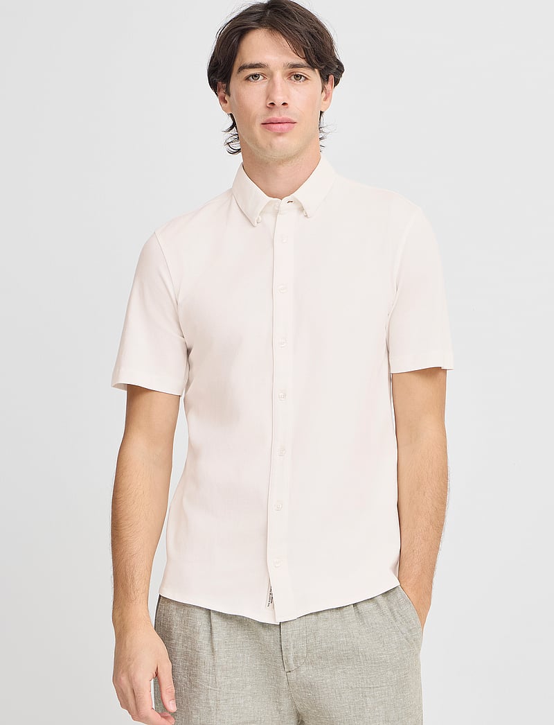 Casual Friday - CFFOLKE SS BU jersey piquet shirt - kurzärmelig - snow white - 4