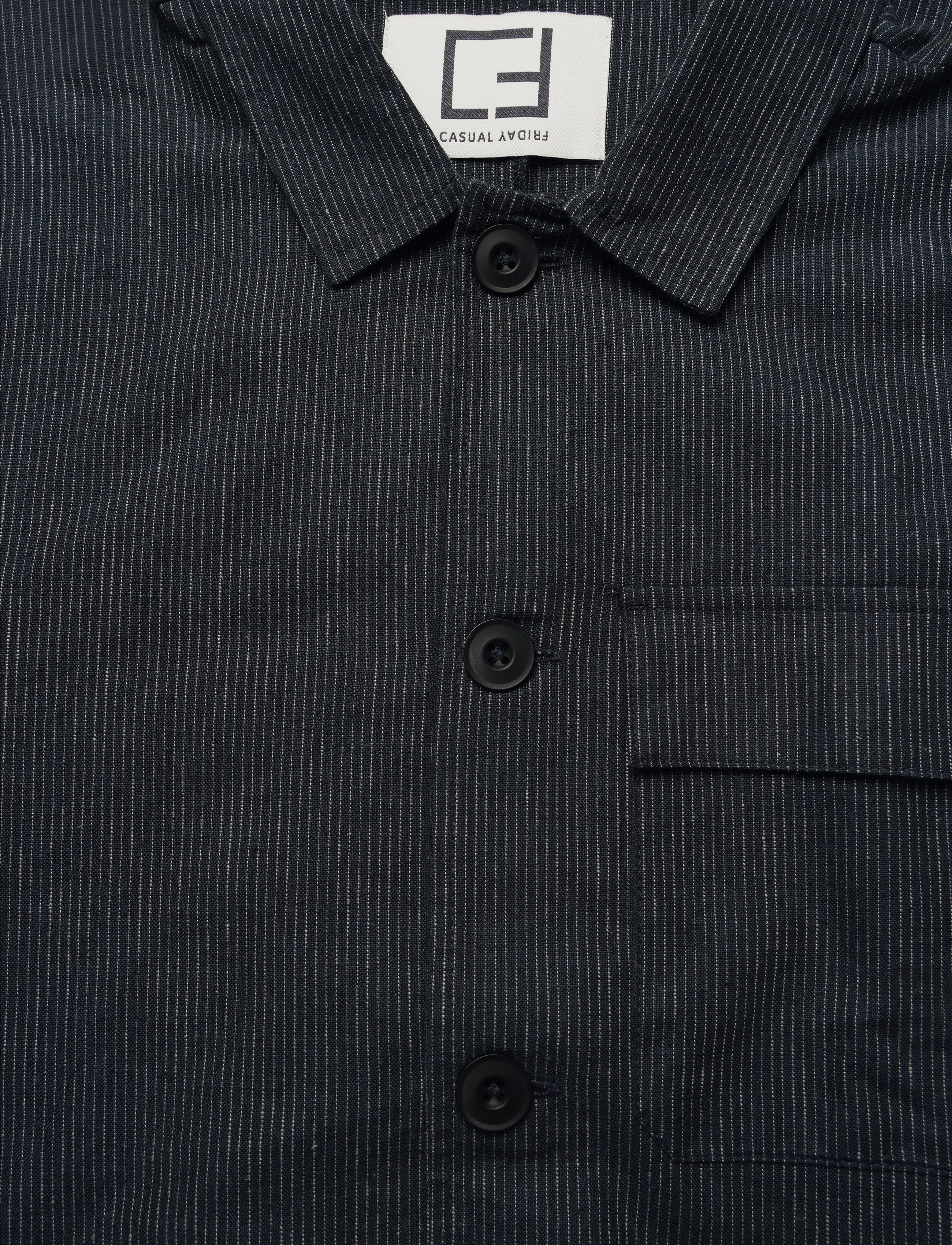 Casual Friday - CFMYLES 0207 striped linen mix jack - dark navy - 2