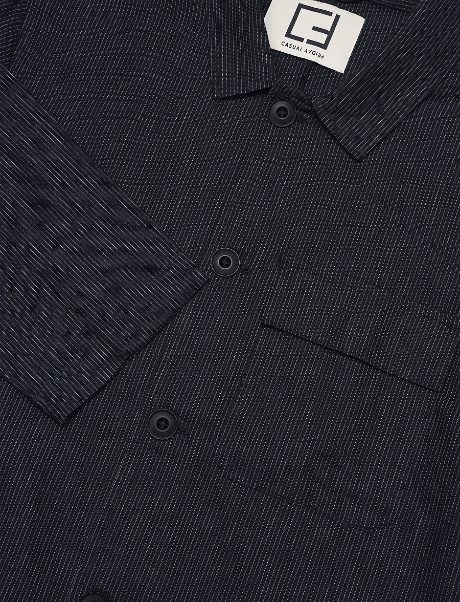 Casual Friday - CFMYLES 0207 striped linen mix jack - dark navy - 4