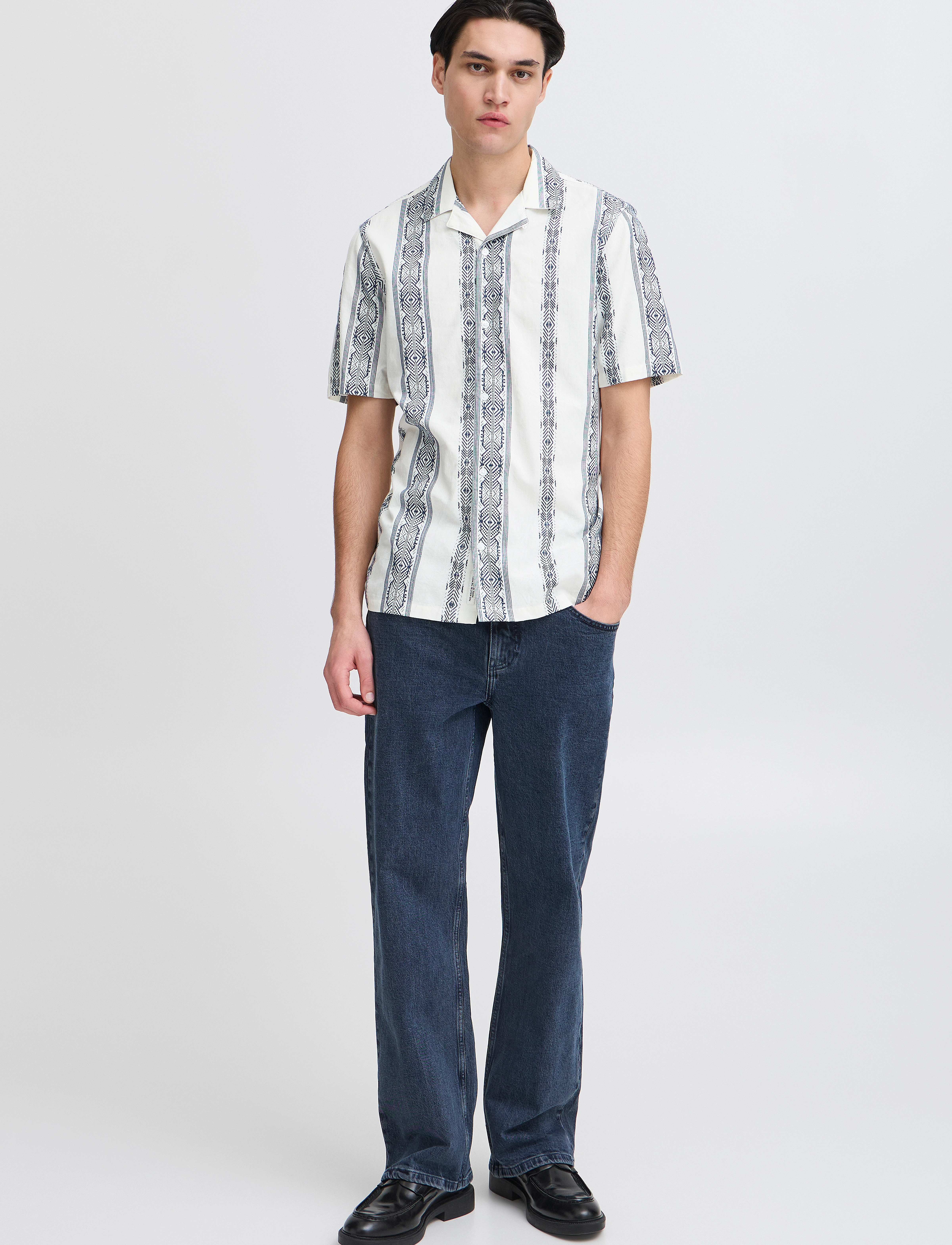 Casual Friday CFJAYDEN SS RC inka shirt - Kleidung - ESTATE BLUE / white