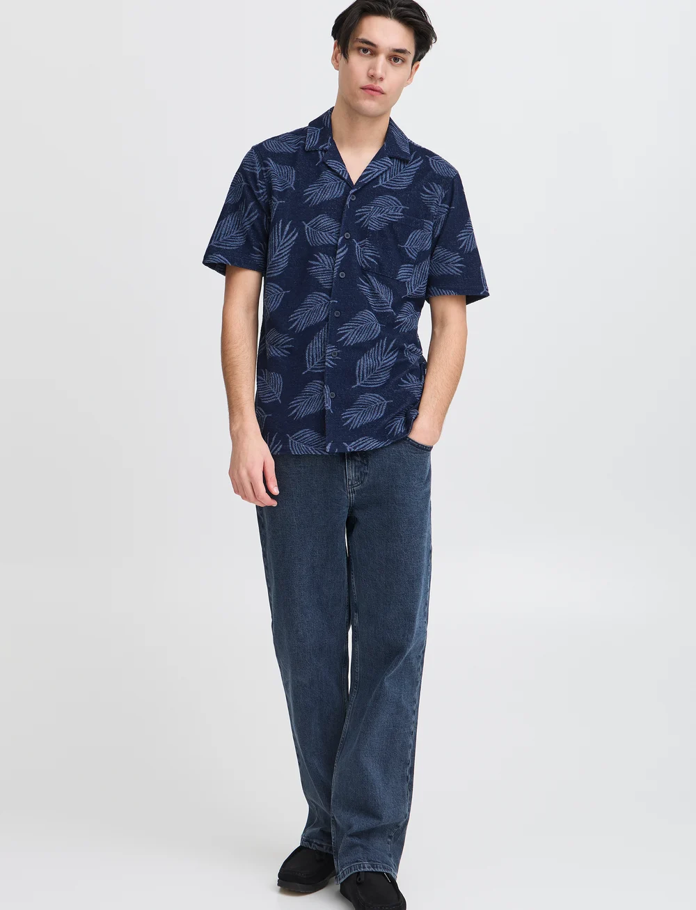 Casual Friday - CFAARON SS RC frotté shirt - kurzarmhemden - navy blazer - 0