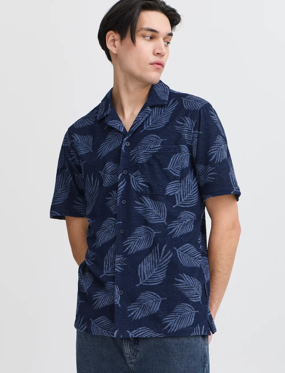 Casual Friday - CFAARON SS RC frotté shirt - kurzarmhemden - navy blazer - 4