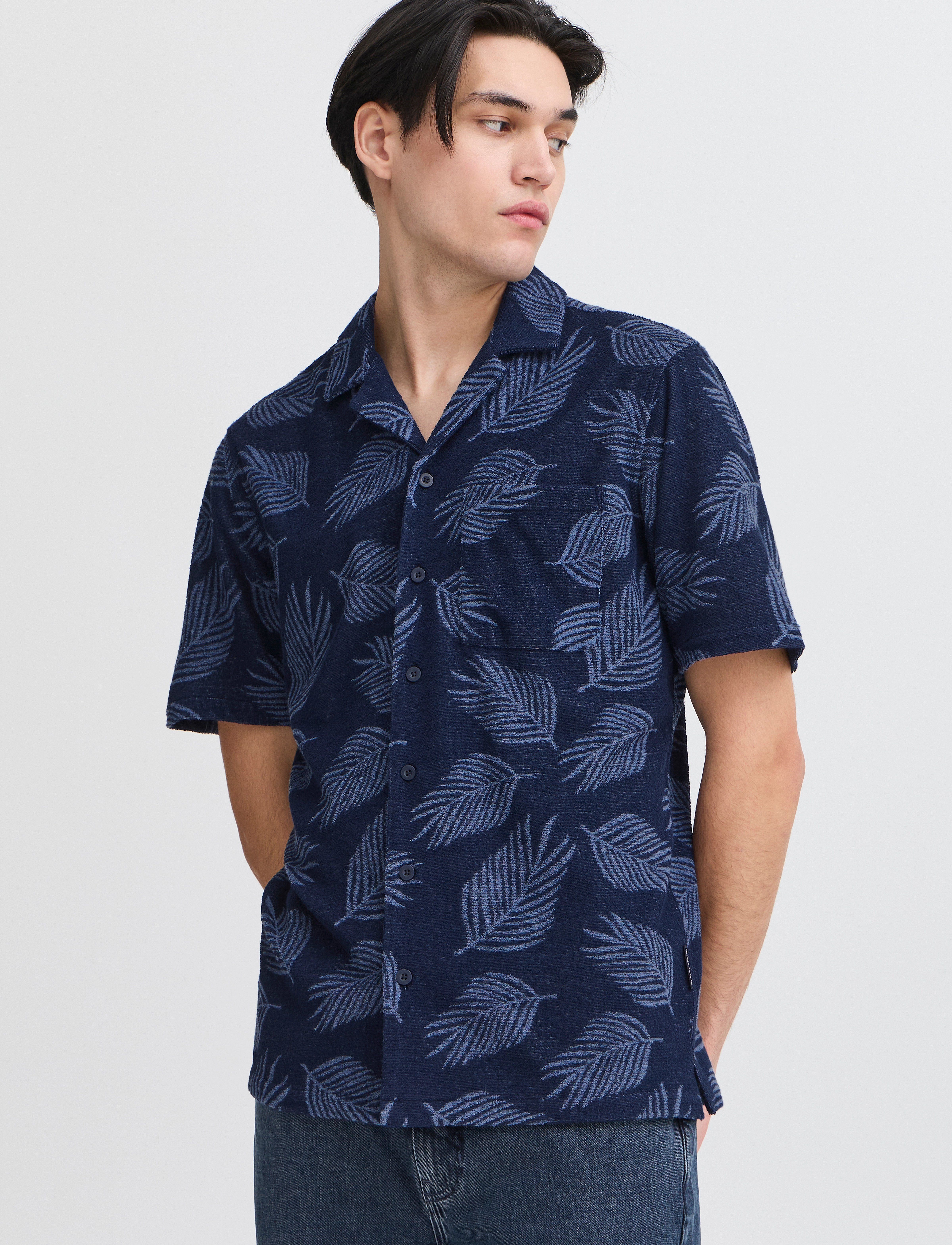 Casual Friday - CFAARON SS RC frotté shirt - kurzarmhemden - navy blazer - 4