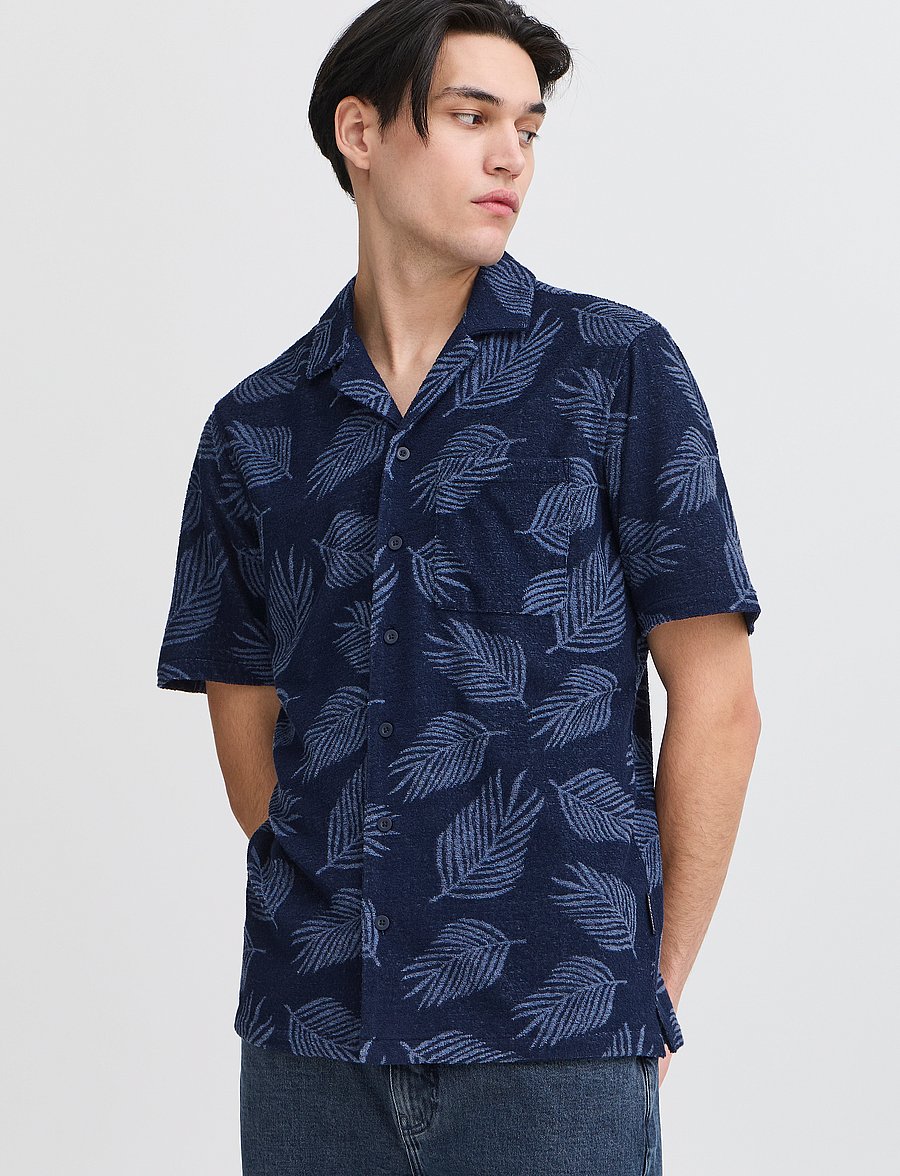 Casual Friday - CFAARON SS RC frotté shirt - kurzarmhemden - navy blazer - 4