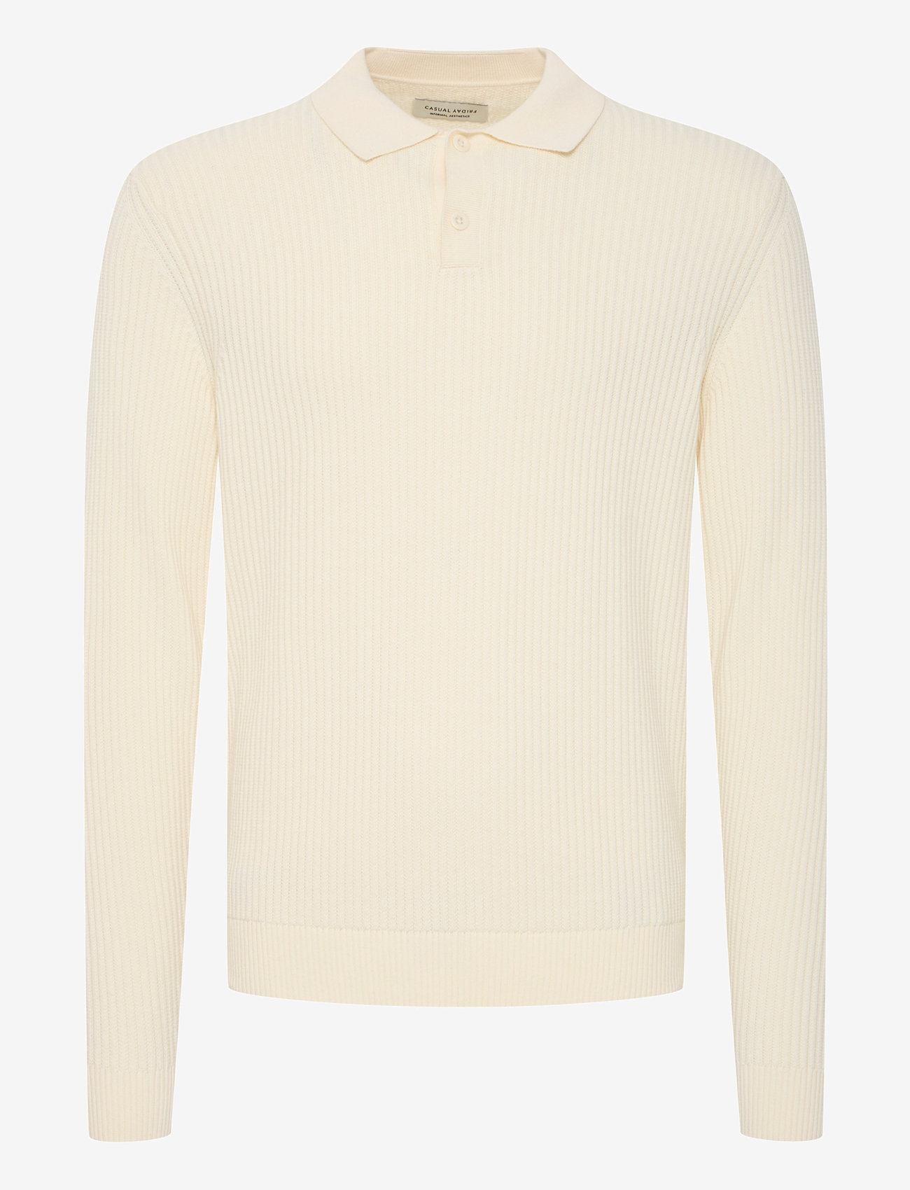 Casual Friday - CFNOLAN LS ribbed polo knit - egret - 1