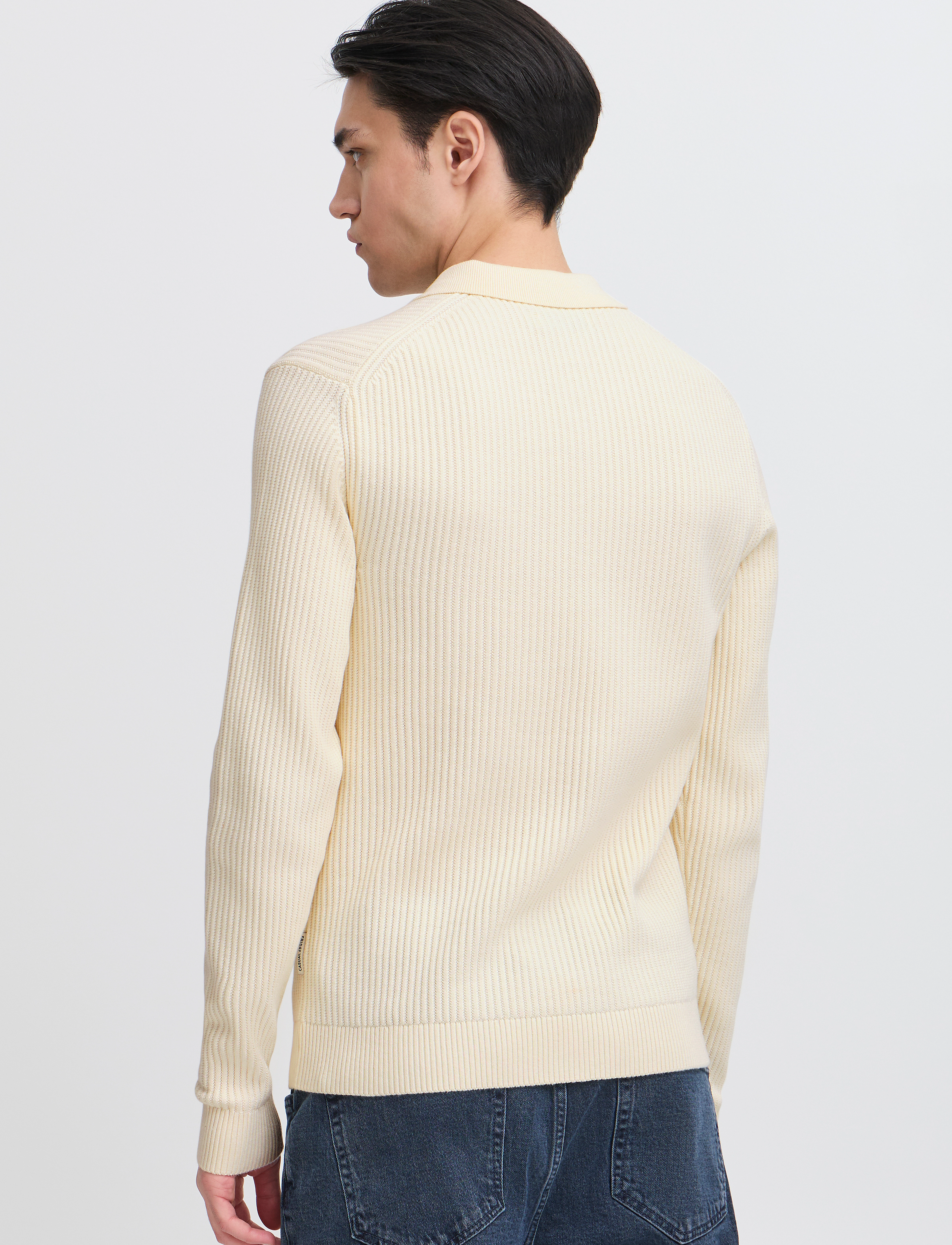 Casual Friday - CFNOLAN LS ribbed polo knit - egret - 5