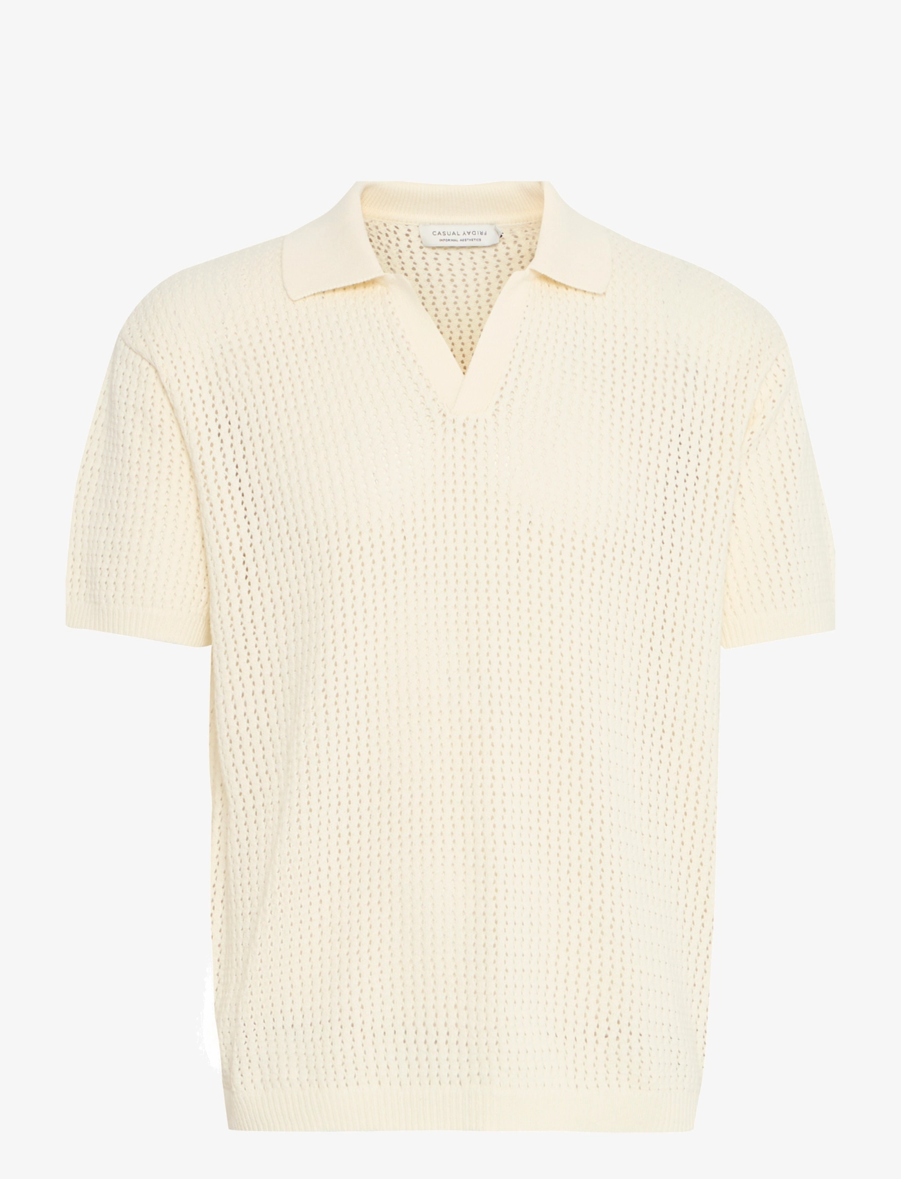 Casual Friday CFEASTON SS structured polo knit - Strickmode - EGRET / cream
