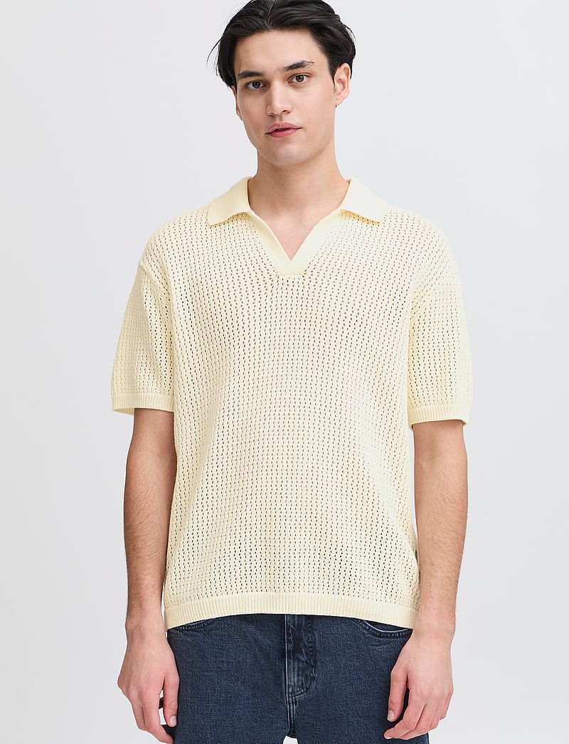 Casual Friday - CFEASTON SS structured polo knit - gestrickte polohemden - egret - 4