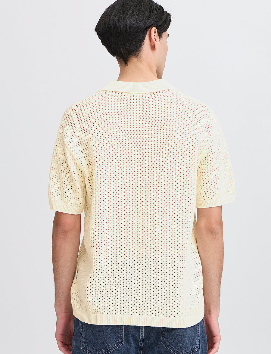 Casual Friday - CFEASTON SS structured polo knit - langärmlige strick-polohemden - egret - 5