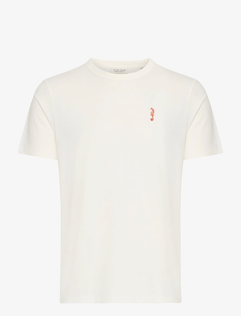 Casual Friday - CFCARSON tee with embriodery - kortærmede t-shirts - egret - 1