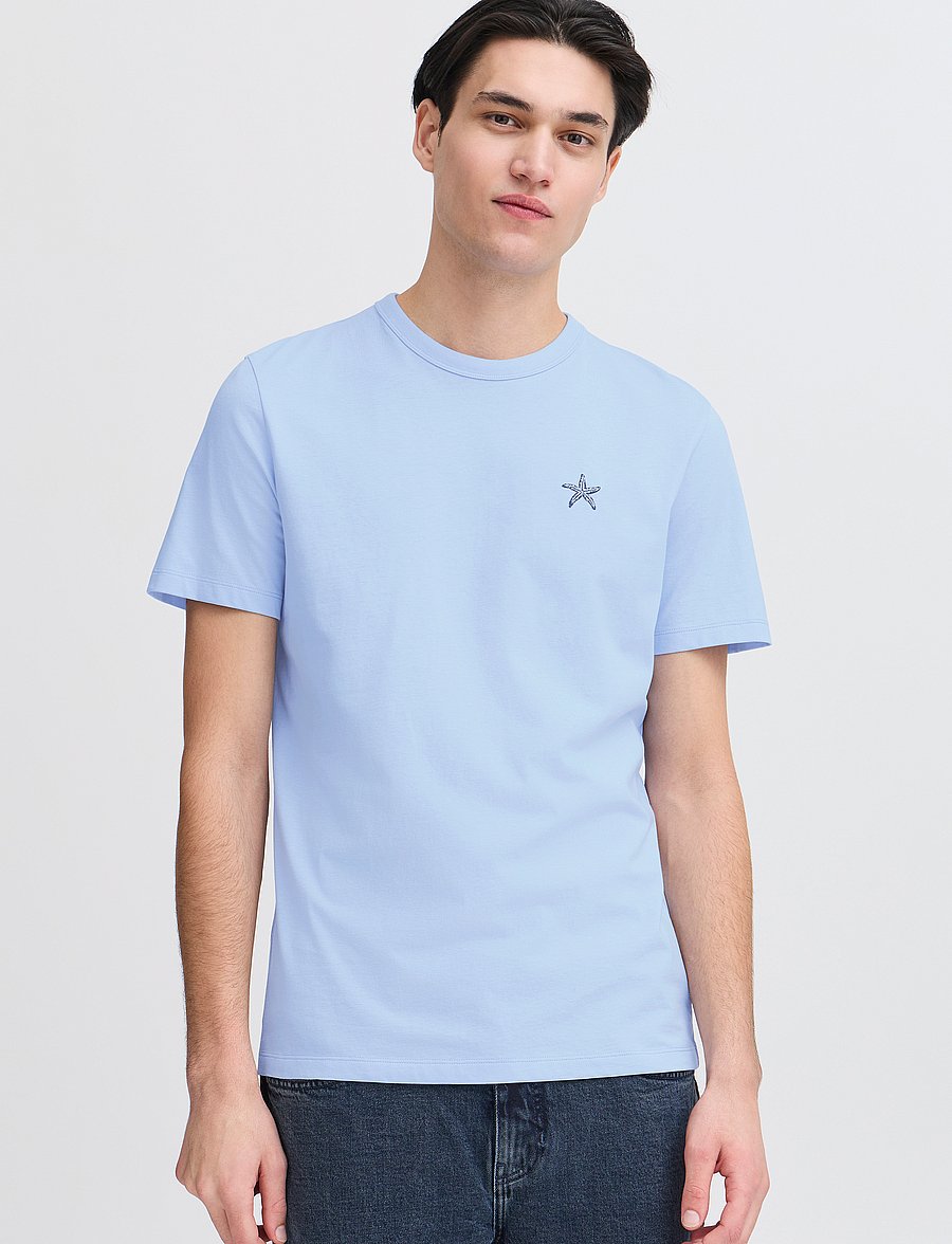 Casual Friday - CFEMMET tee with embroidery - t-shirts à manches courtes - chambray blue - 4