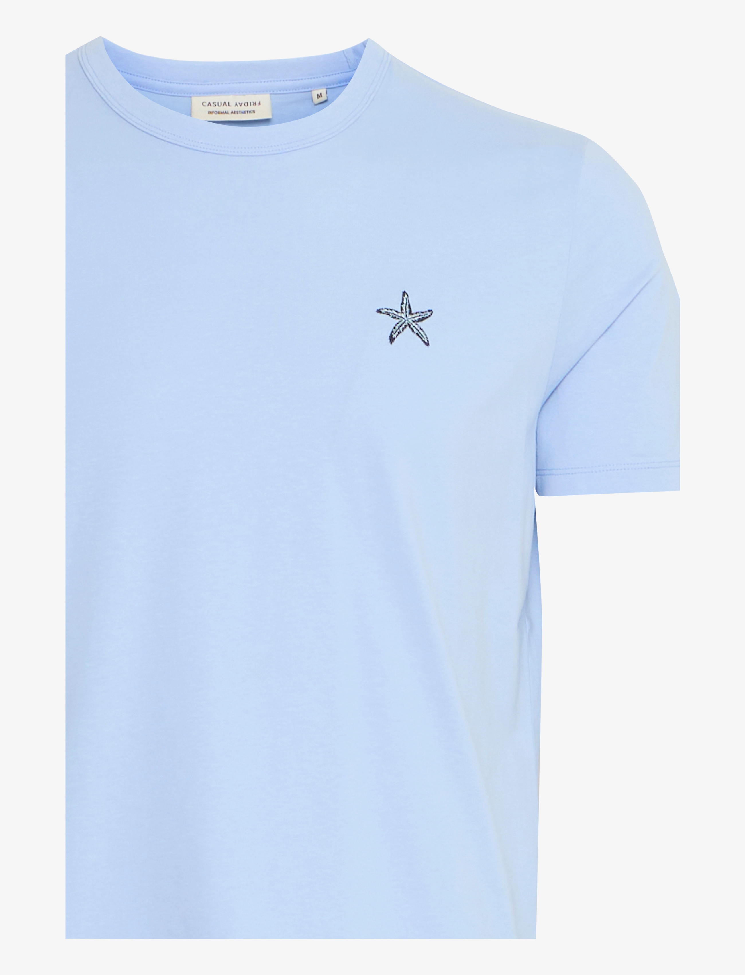 Casual Friday - CFEMMET tee with embroidery - kortermede t-skjorter - chambray blue - 3