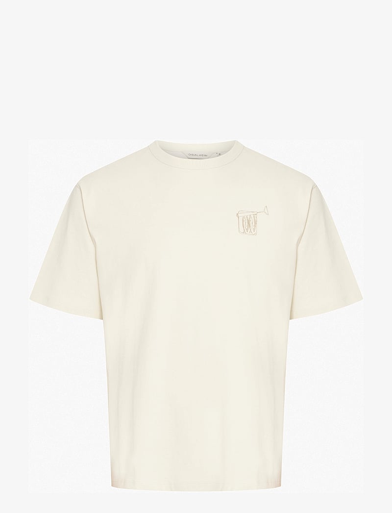 Casual Friday - CFARCHER tee with back print - kortærmede t-shirts - egret - 1