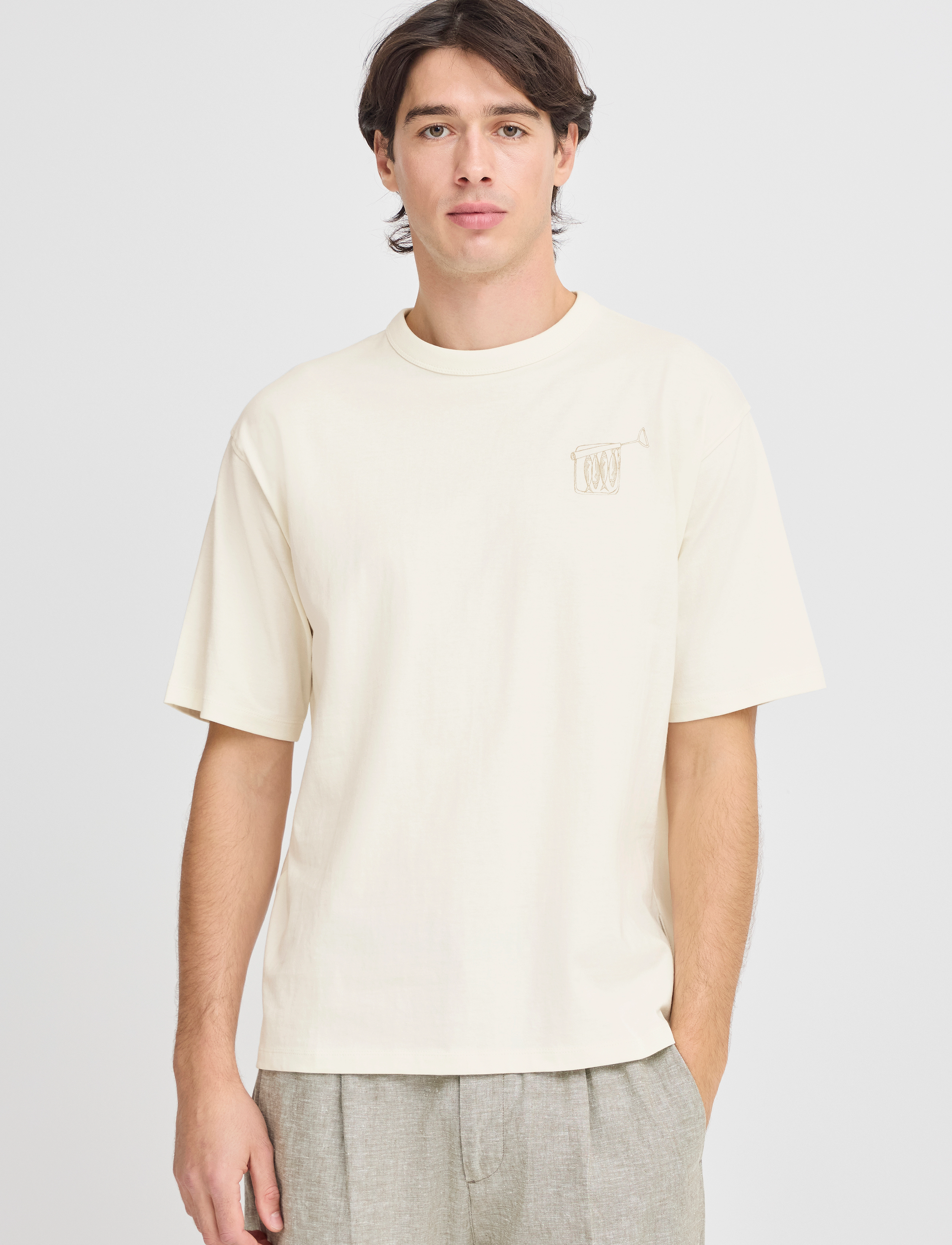 Casual Friday - CFARCHER tee with back print - kortärmade t-shirts - egret - 4
