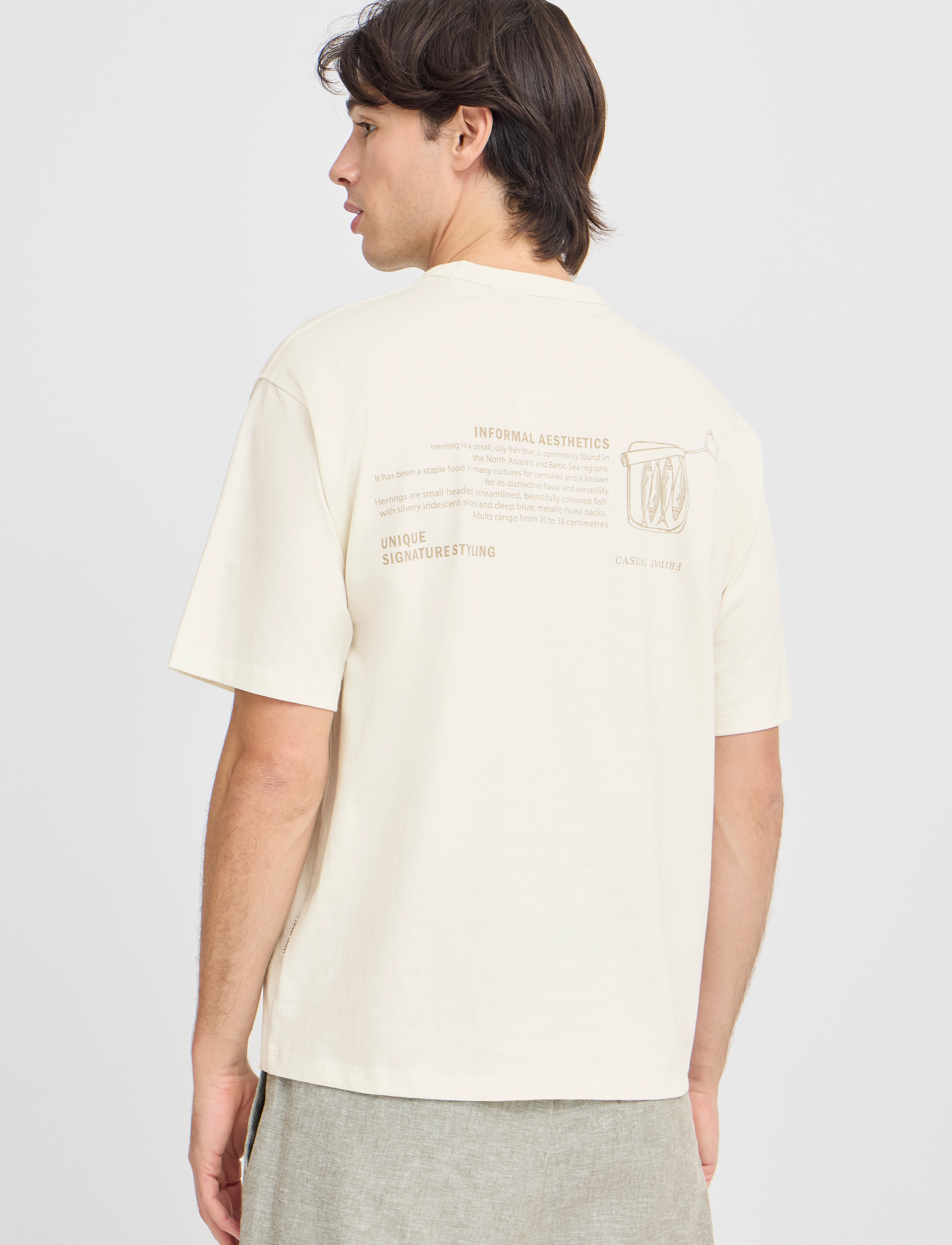 Casual Friday - CFARCHER tee with back print - kortärmade t-shirts - egret - 5