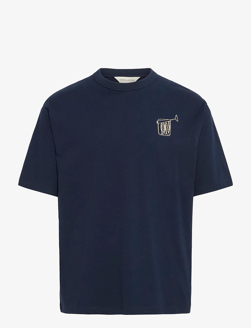 Casual Friday - CFARCHER tee with back print - kortærmede t-shirts - navy blazer - 1