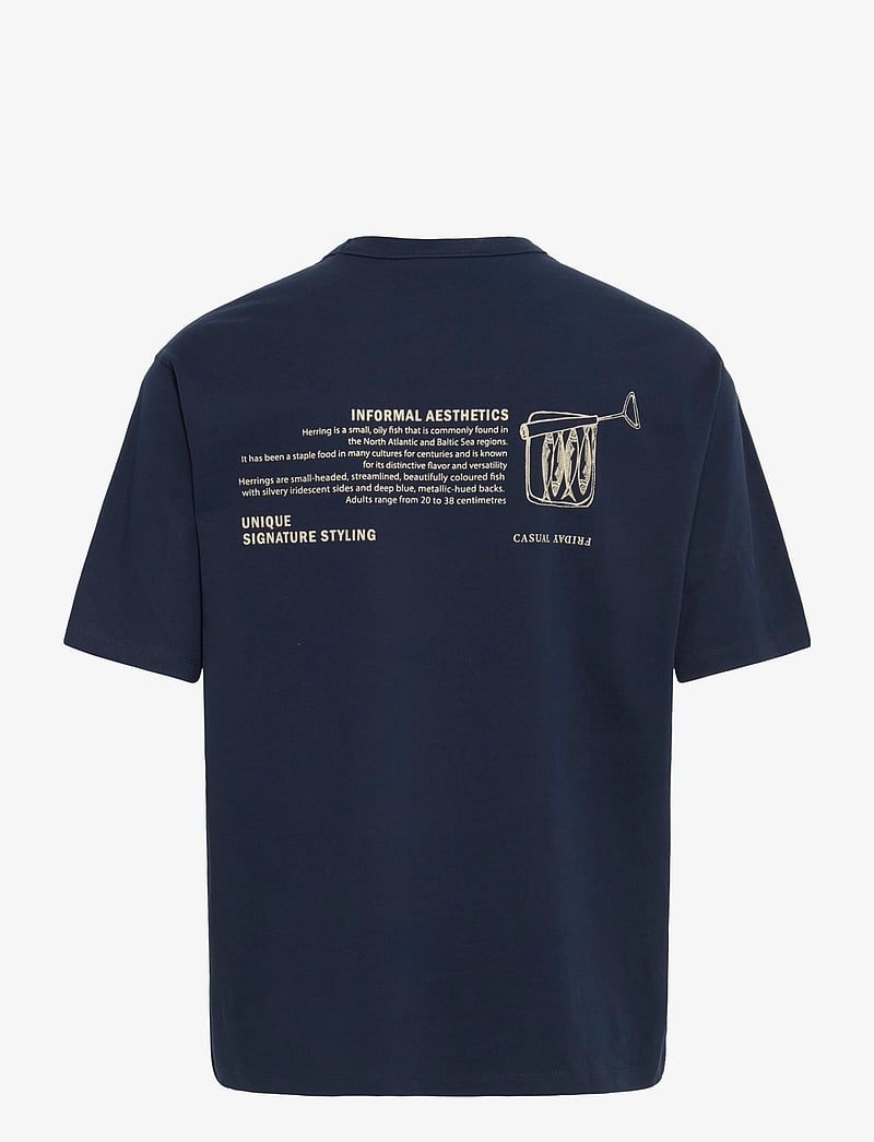 Casual Friday - CFARCHER tee with back print - kortærmede t-shirts - navy blazer - 2