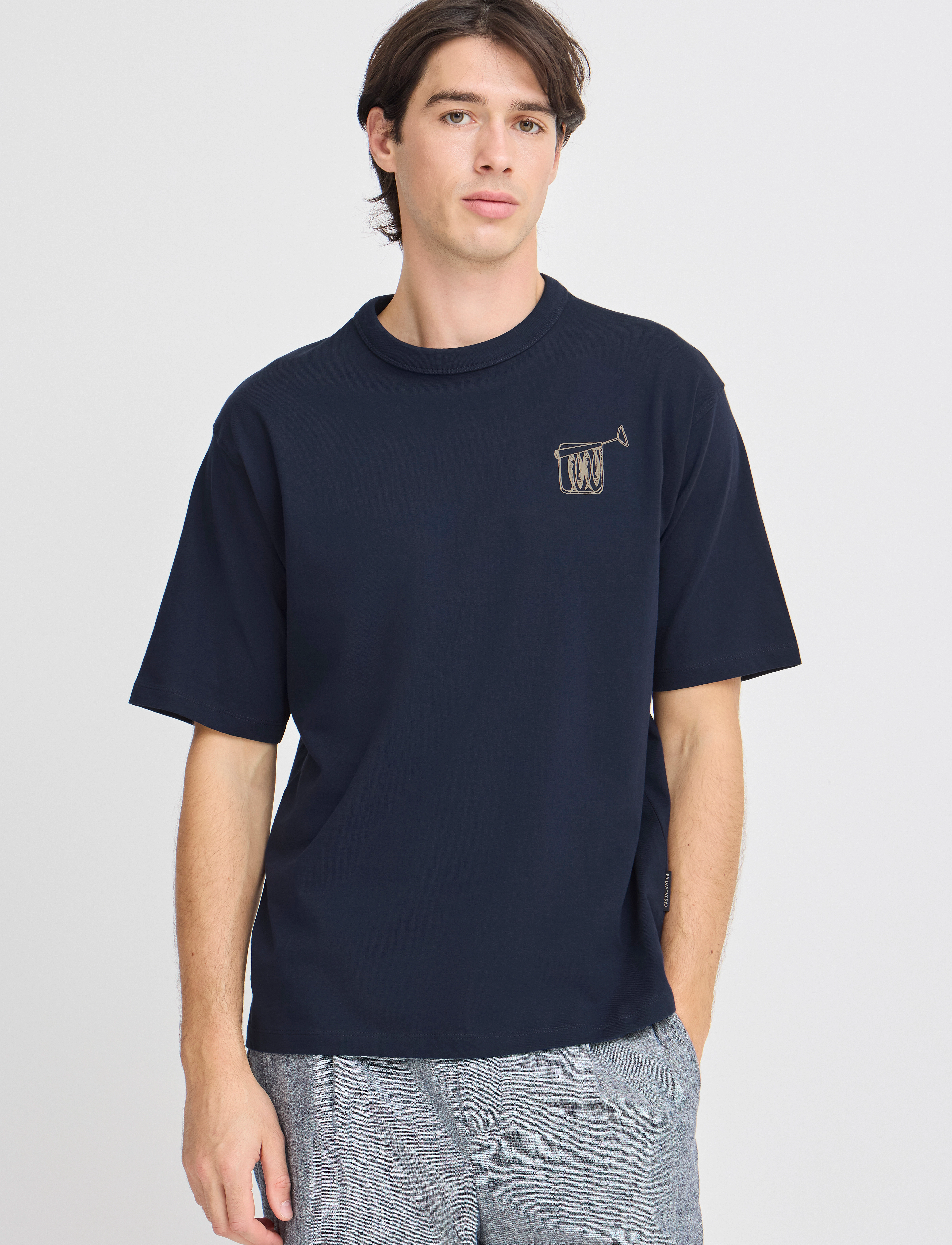 Casual Friday - CFARCHER tee with back print - die niedrigsten preise - navy blazer - 4