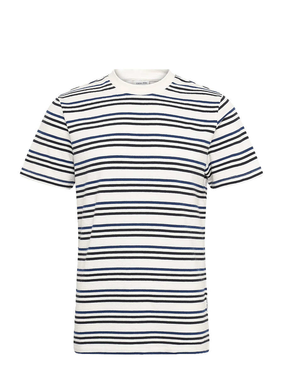Casual Friday - CFLEON striped frotté tee - kurzärmelige t-shirts - cloud dancer - 0