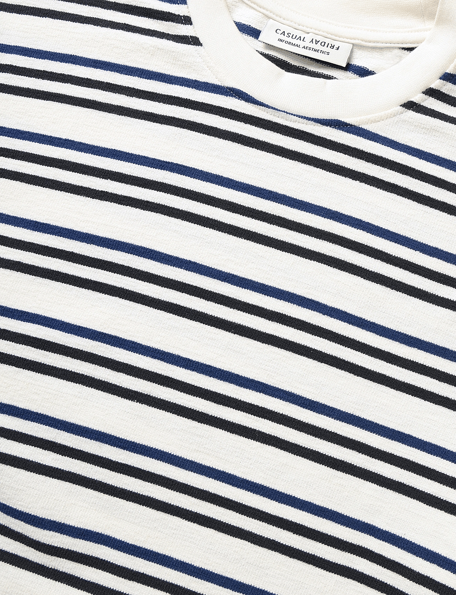 Casual Friday - CFLEON striped frotté tee - kurzärmelige t-shirts - cloud dancer - 2