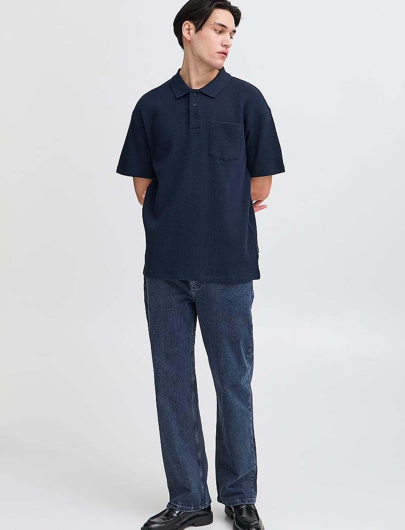 Casual Friday - CFCAMERON 0210 waffle polo - kurzärmelig - dark navy - 0