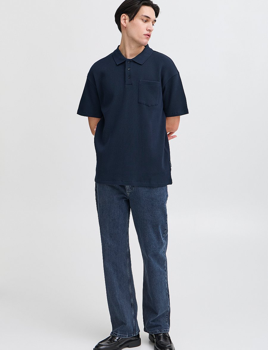 Casual Friday - CFCAMERON 0210 waffle polo - kurzärmelig - dark navy - 0