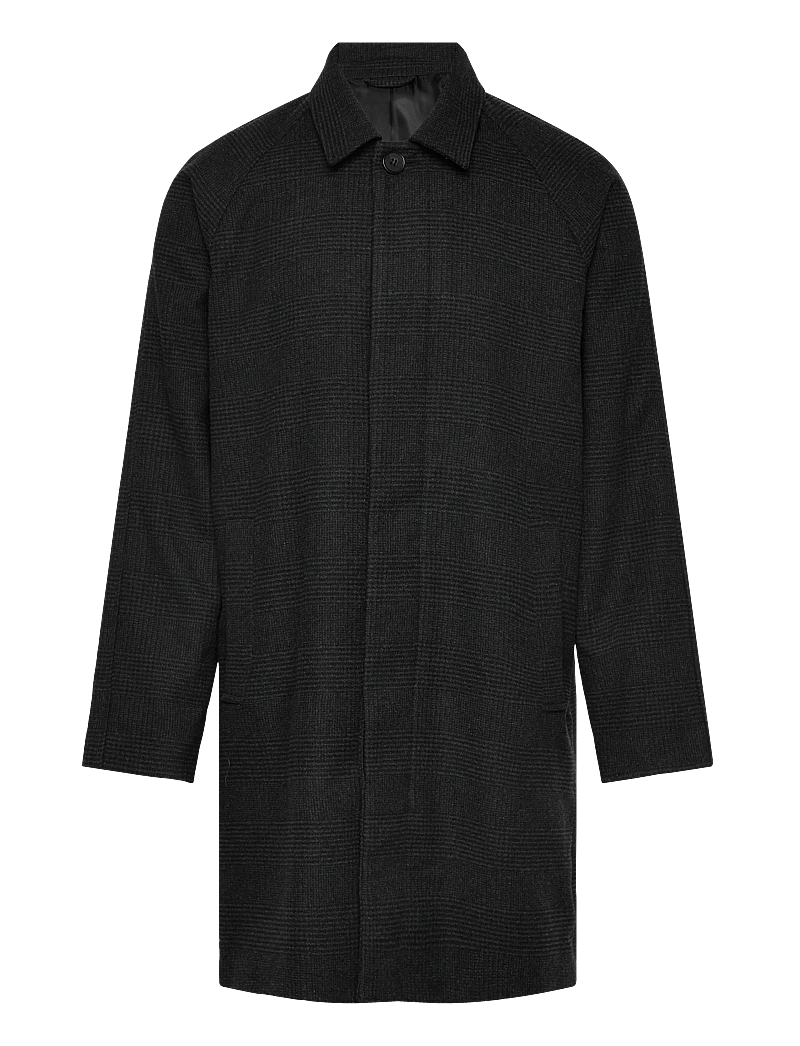 Casual Friday - CFMATS relaxed checked coat - villased mantlid - dark grey melange - 0