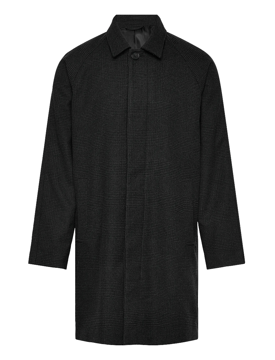 Casual Friday - CFMATS relaxed checked coat - wollmäntel - dark grey melange - 0