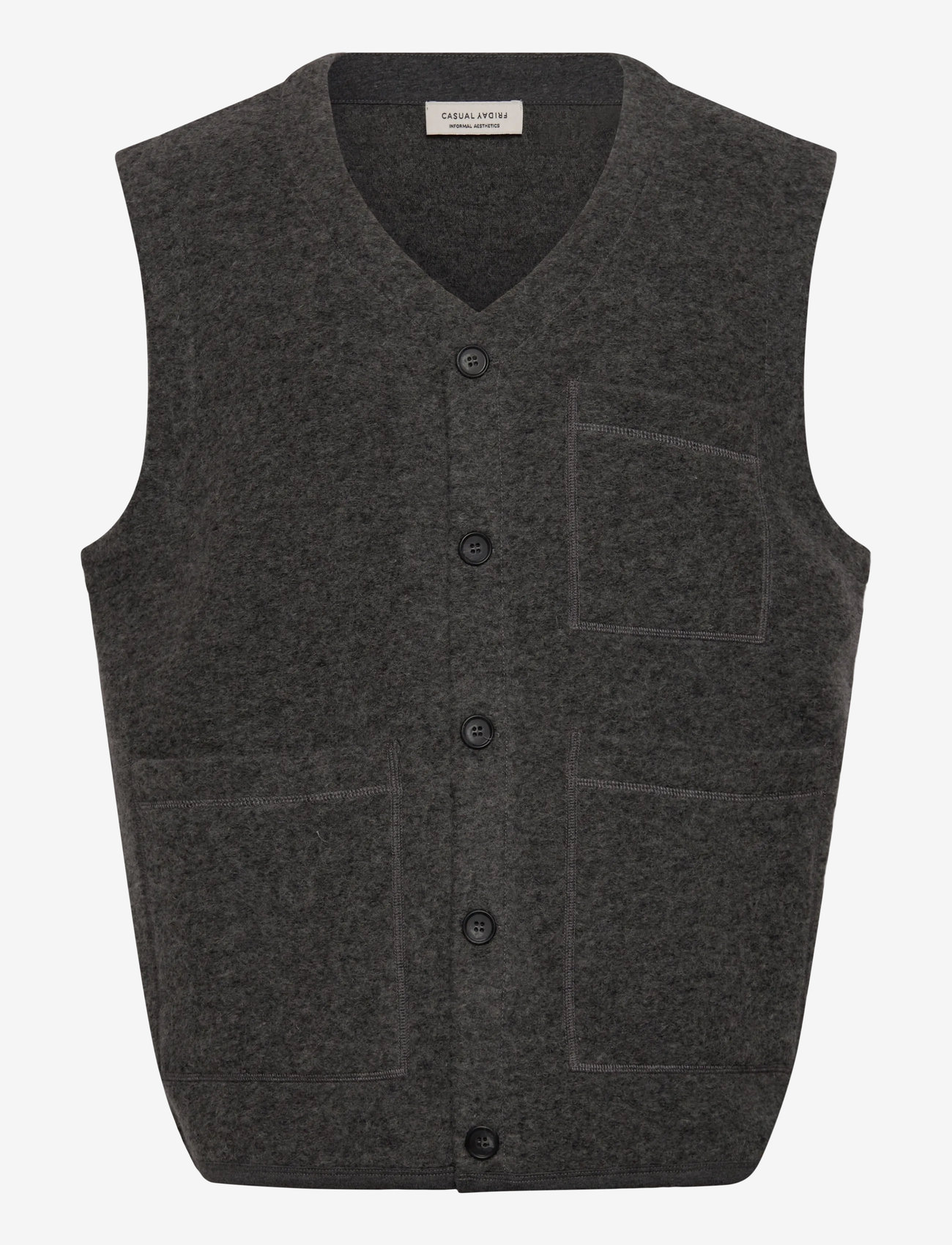 Casual Friday - CFRAF 0218 wool fleece gillet - gestrickte westen - mid grey melange - 0