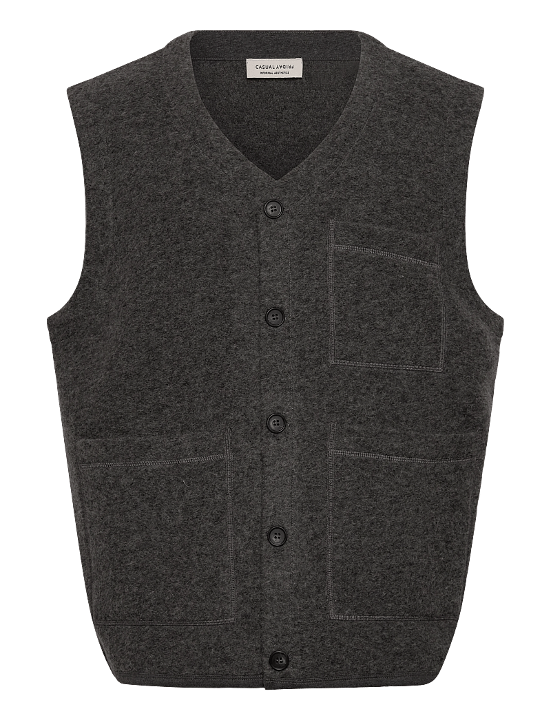 Casual Friday - CFRAF 0218 wool fleece gillet - gestrickte westen - mid grey melange - 0