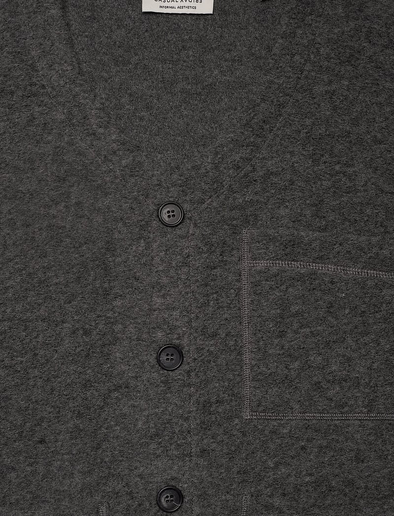 Casual Friday - CFRAF 0218 wool fleece gillet - gestrickte westen - mid grey melange - 2