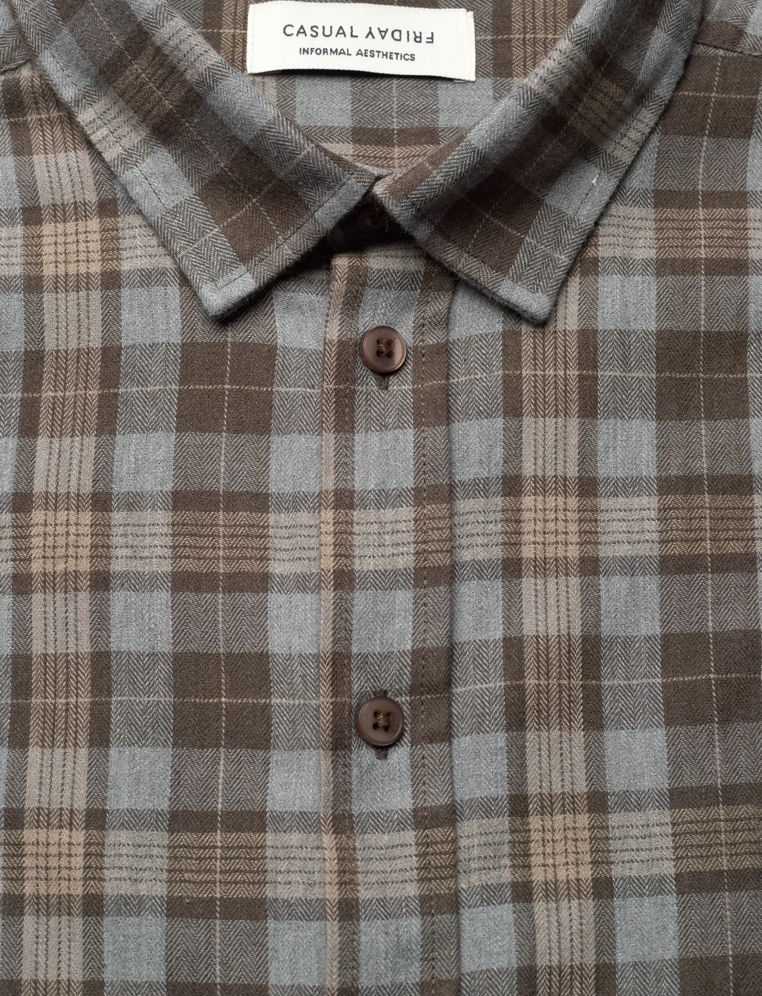 Casual Friday - CFANTONS 0159 checked brushed shirt - black olive melange - 2
